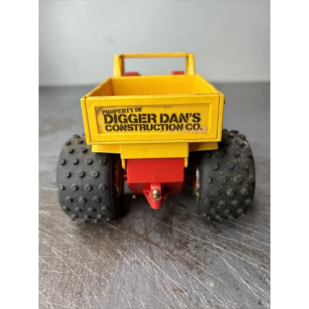 Vintage JOUSTRA Made in France Tractor  Digger Dans‎ Red Yellow Goodyear Tire